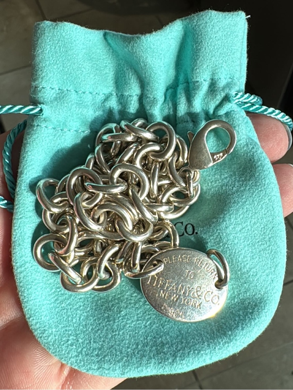 Tiffany & Co. oval tag necklace